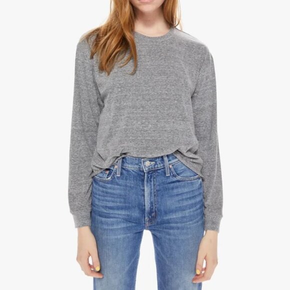 MOTHER The Long Sleeve Slouchy Cut Off Tee, heather gray, XS - Picture 1 of 8